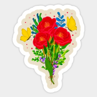 Red Roses Bouquet Sticker